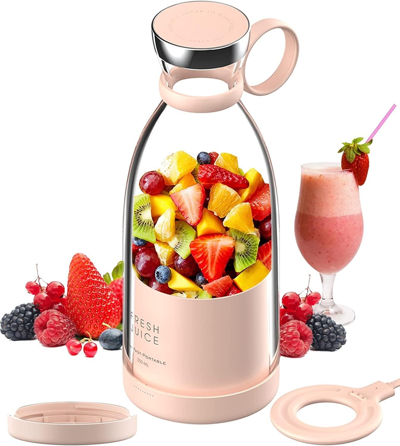 Draagbare Blender voor Smoothies Maker - 350 ml - Mixer, USB, Krachtige Motor, Draadloos Opladen, Ideaal voor Reizen, Blender to go vers sap blender, milkshakes, fruit blender