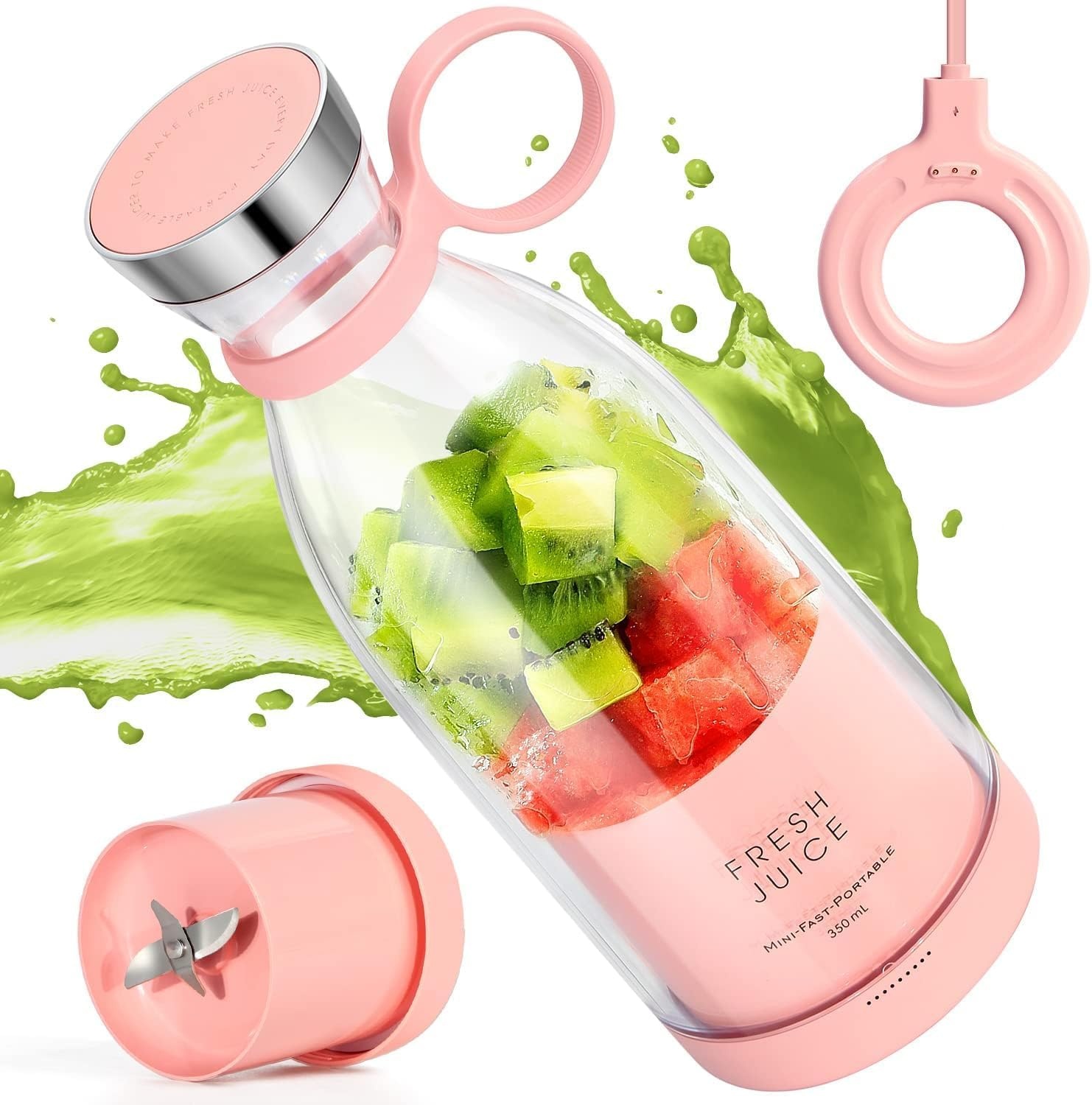 Draagbare Blender voor Smoothies Maker - 350 ml - Mixer, USB, Krachtige Motor, Draadloos Opladen, Ideaal voor Reizen, Blender to go vers sap blender, milkshakes, fruit blender