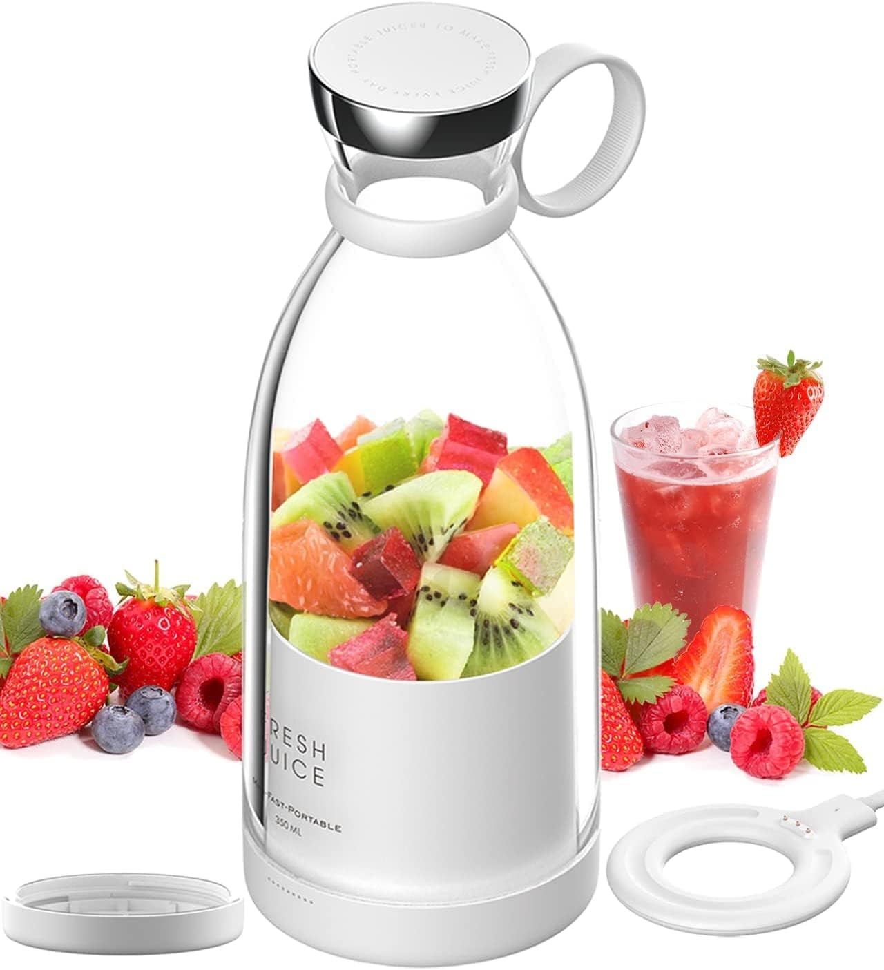 Draagbare Blender voor Smoothies Maker - 350 ml - Mixer, USB, Krachtige Motor, Draadloos Opladen, Ideaal voor Reizen, Blender to go vers sap blender, milkshakes, fruit blender