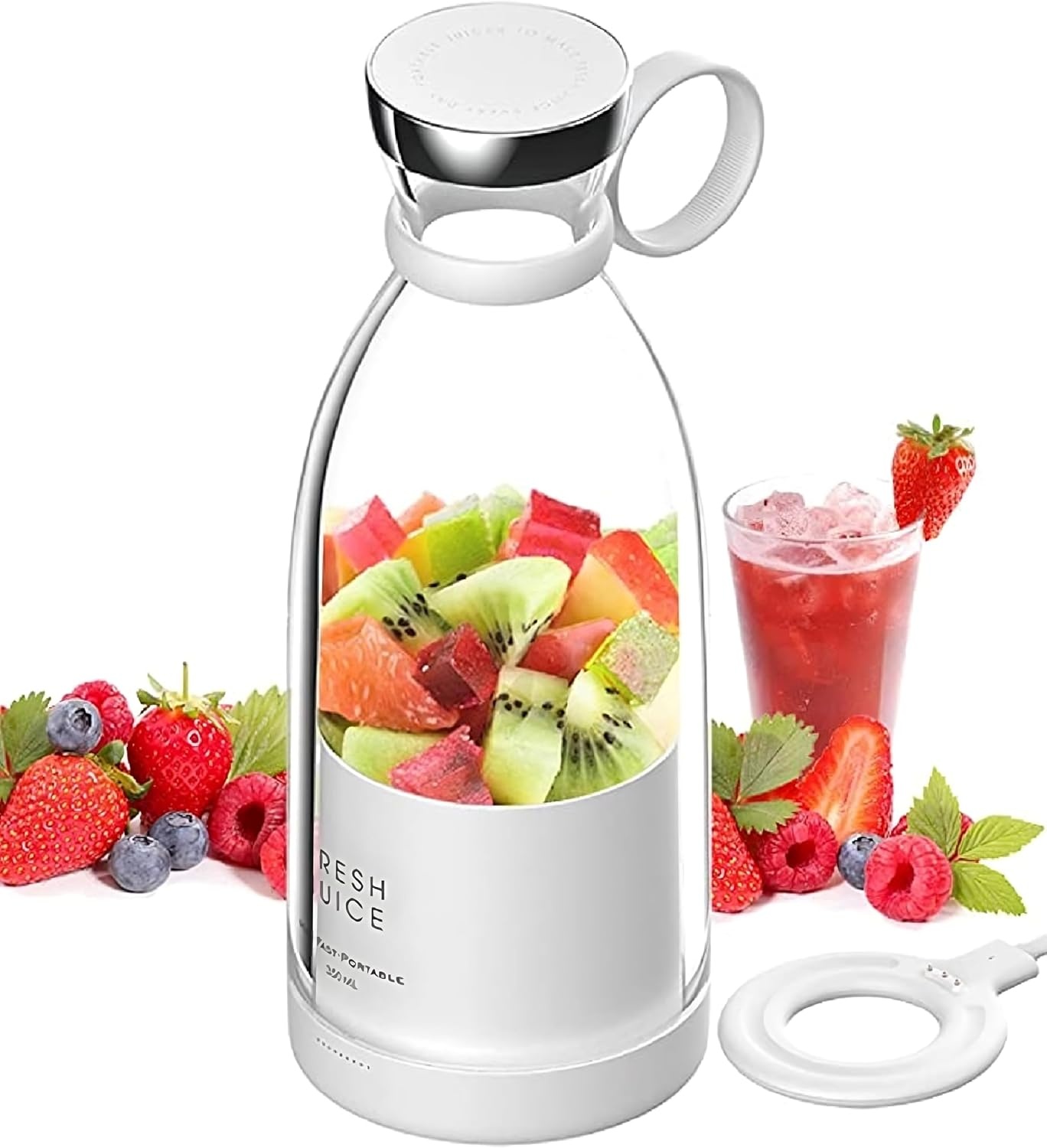 Draagbare Blender voor Smoothies Maker - 350 ml - Mixer, USB, Krachtige Motor, Draadloos Opladen, Ideaal voor Reizen, Blender to go vers sap blender, milkshakes, fruit blender