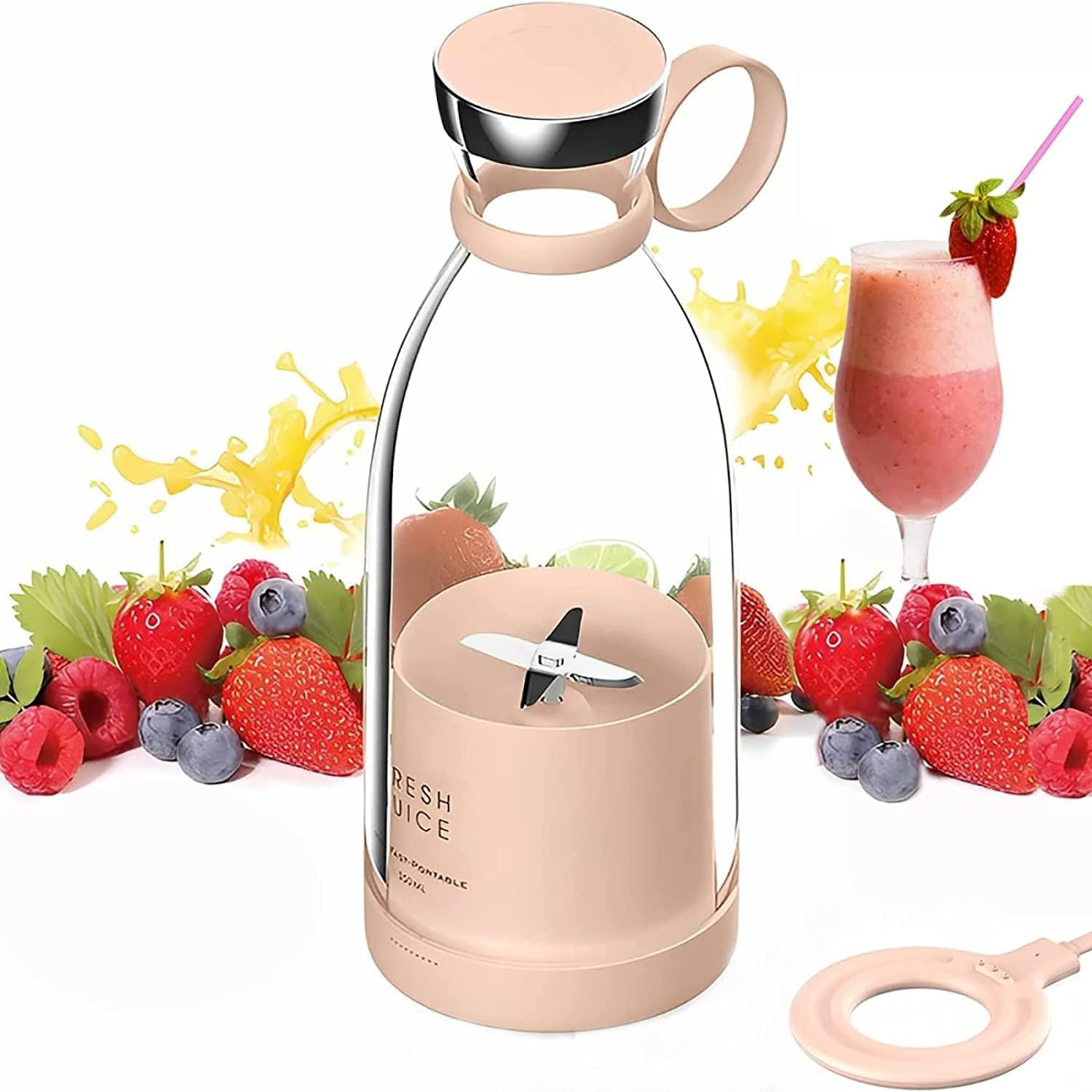 Draagbare Blender voor Smoothies Maker - 350 ml - Mixer, USB, Krachtige Motor, Draadloos Opladen, Ideaal voor Reizen, Blender to go vers sap blender, milkshakes, fruit blender