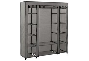 Kledingkast met vakken & stangen - 150x45x176 cm Grijs - 62% Korting
