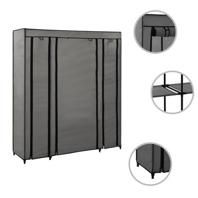 Kledingkast met Vakken & Stangen 150x45x176cm Grijs (58% Korting)