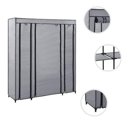 Kledingkast met Vakken & Stangen 150x45x176cm Grijs (58% Korting)