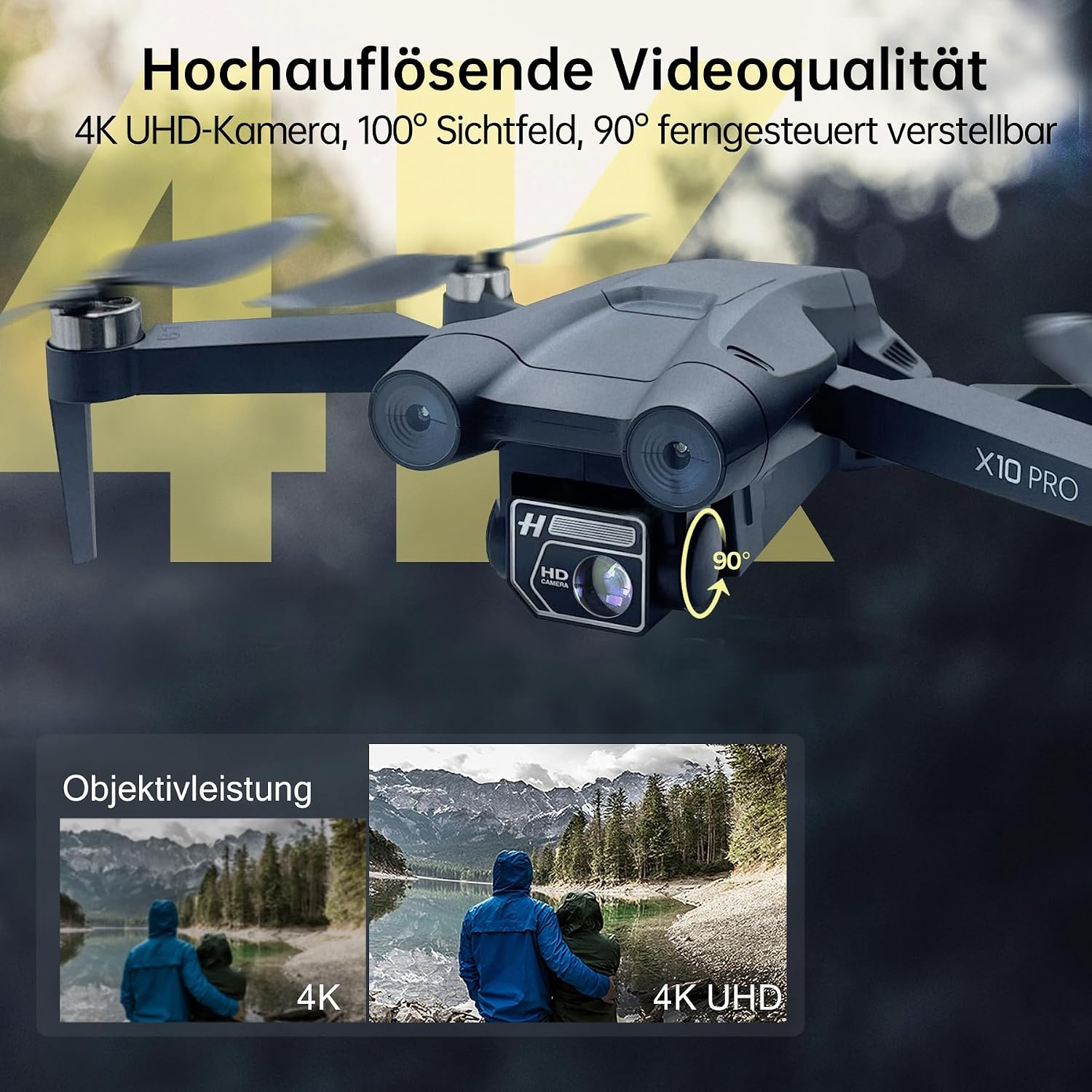 4K GPS Drone X10 PRO: 90 Min Vliegtijd & 3 Accu's - 34% Korting