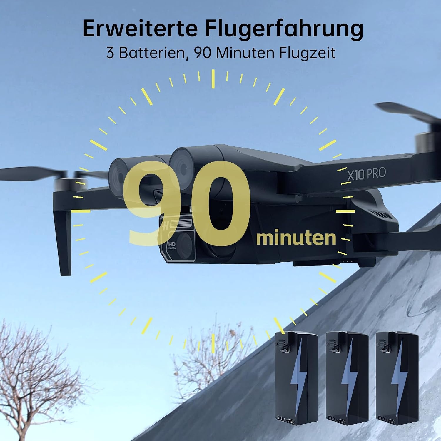 4K GPS Drone X10 PRO: 90 Min Vliegtijd & 3 Accu's - 34% Korting