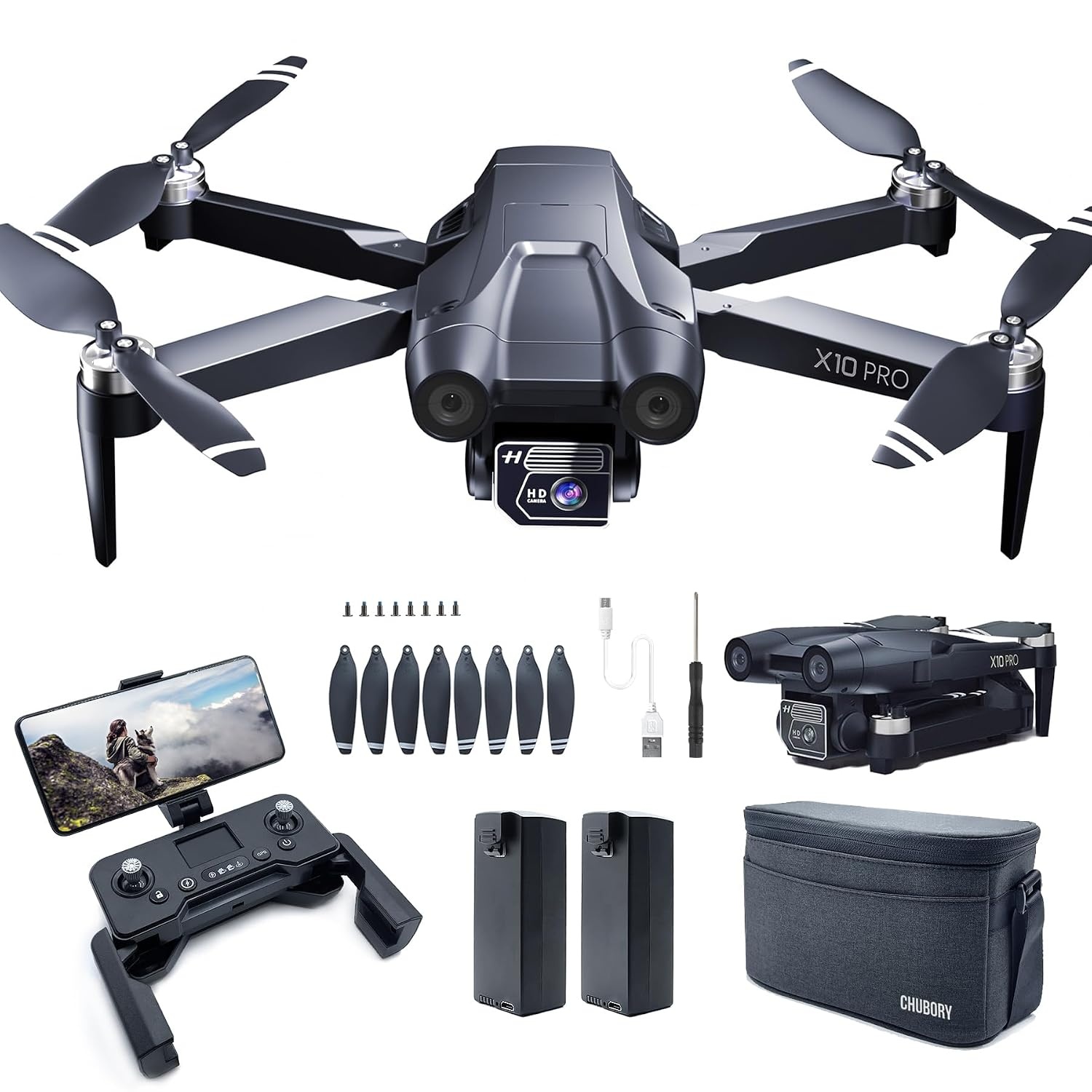 4K GPS Drone X10 PRO: 90 Min Vliegtijd & 3 Accu's - 34% Korting