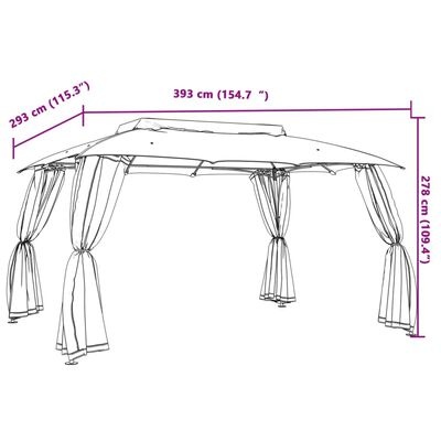 vidaXL Prieel 3,93x2,93m Antraciet - 35% Korting