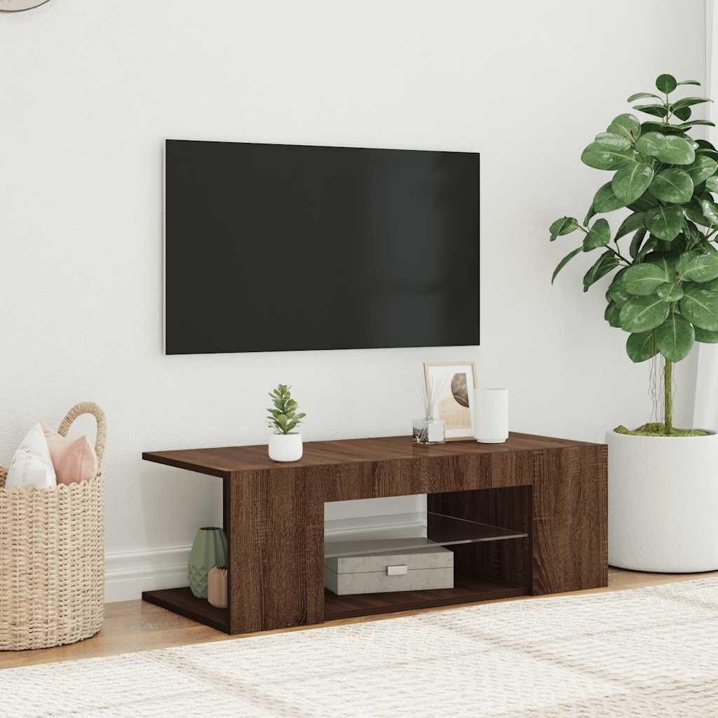 Tv-meubel met LED 90x39x30cm - Bruin Eiken (57% Korting)