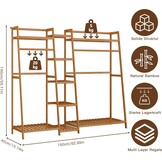 Houten Kapstok met 9 Planken & 2 Kledingstangen - 33% Korting