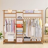 Houten Kapstok met 9 Planken & 2 Kledingstangen - 33% Korting