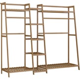 Houten Kapstok met 9 Planken & 2 Kledingstangen - 33% Korting