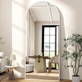 Boogvormige Passpiegel 165x60cm Wit | 33% Korting | Met Standaard