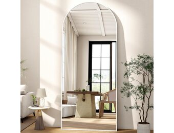 Boogvormige Passpiegel 165x60cm Wit | 33% Korting | Met Standaard