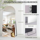 Boogvormige Passpiegel 165x60cm Wit | 33% Korting | Met Standaard
