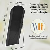 Boogvormige Passpiegel 165x60cm Wit | 33% Korting | Met Standaard