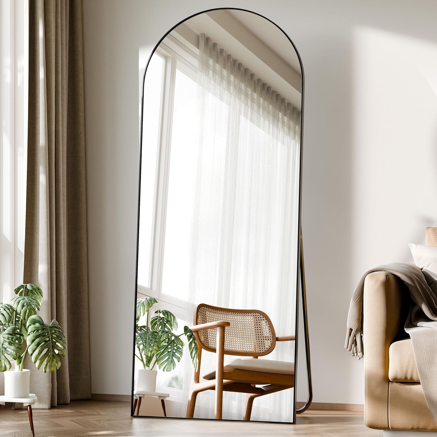 Boogvormige Passpiegel 165x60cm Wit | 33% Korting | Met Standaard