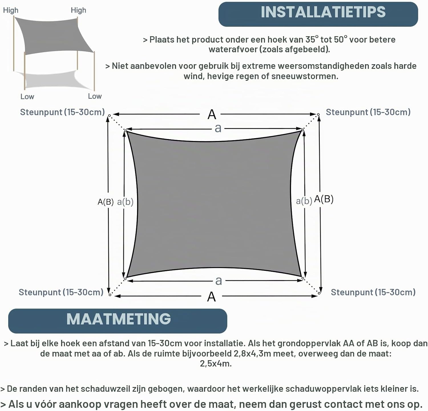 Waterdicht Vierkant Schaduwdoek 5x5m Crème met 34% Korting