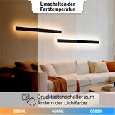 LED Wandlamp Zwart 60cm | 3 Kleuren | 20W 1600lm | Modern Design