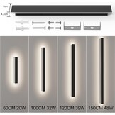 LED Wandlamp Zwart 60cm | 3 Kleuren | 20W 1600lm | Modern Design