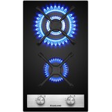 Gaskookplaat 30 cm Zwart Glas - 2 Branders met Wokfunctie - 5200W - 29% Korting