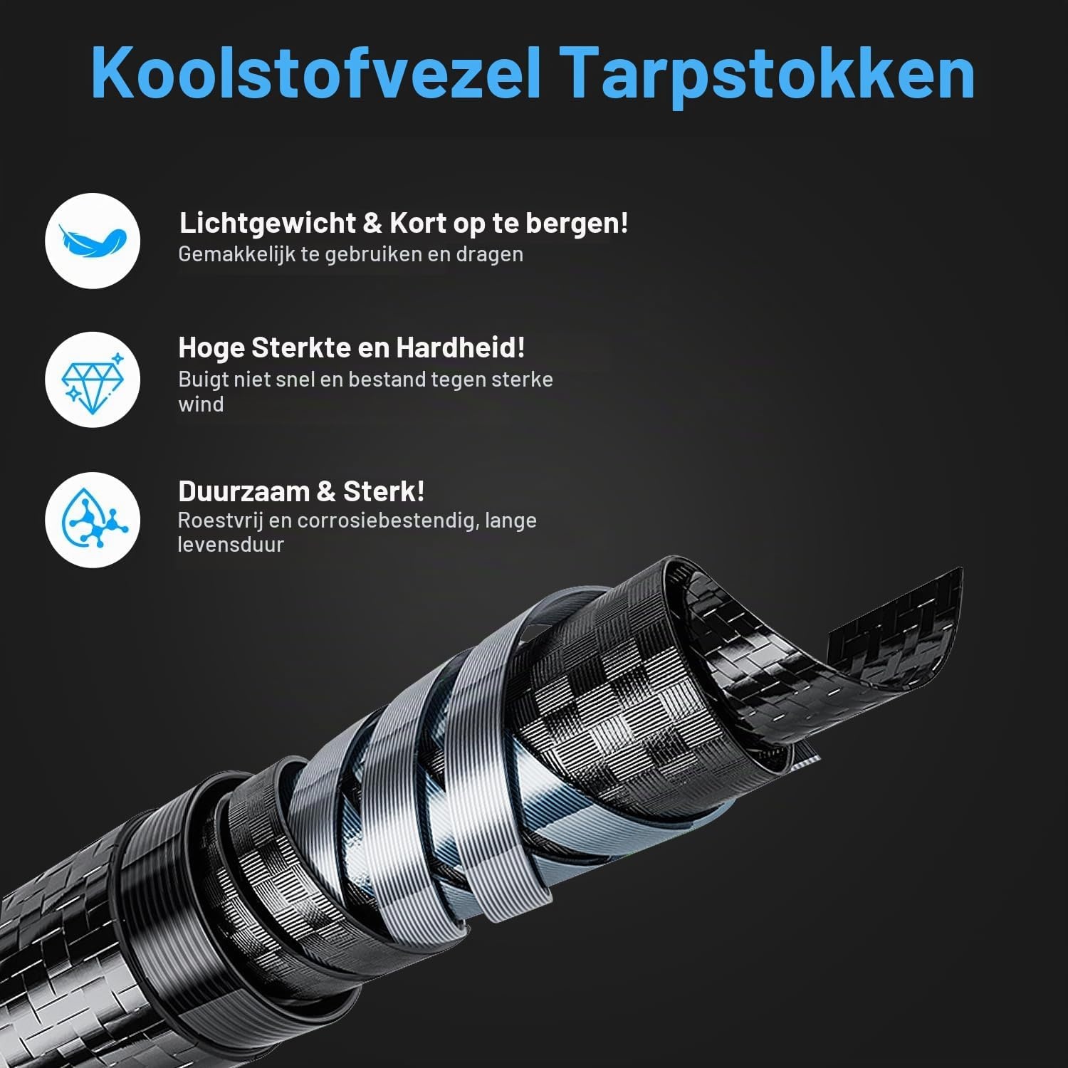 Telescopische Staaf 7.3M Koolstofvezel met Universele Draadkop | 54% Korting
