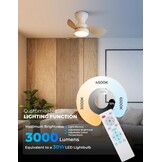 Plafondventilator met LED, 56 cm, 6 Snelheden, Afstandsbediening - 34% Korting