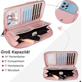 Telefoontasje Crossbody Dames Roze PU Leer, 14 Kaarten - 37% Korting