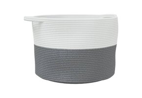 Grijze en Witte Katoenen Wasmand (Ø 55x36 cm) - 31% Korting!