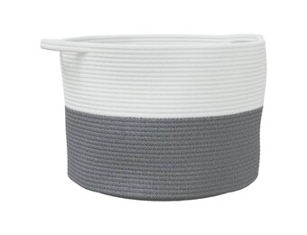 Grijze en Witte Katoenen Wasmand (Ø 55x36 cm) - 31% Korting!