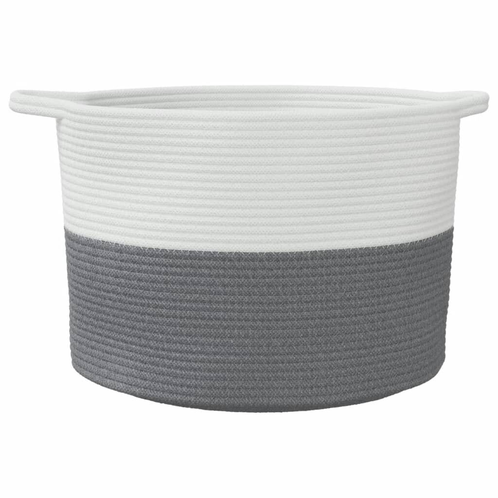 Grijze en Witte Katoenen Wasmand (Ø 55x36 cm) - 31% Korting!