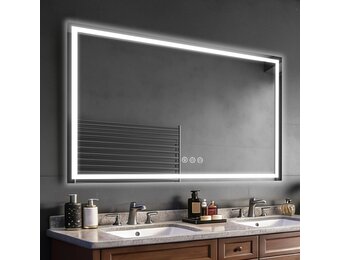 80x120cm Verlichte Badkamerspiegel met Anticondensfunctie - 3 Kleuren, 34% Korting