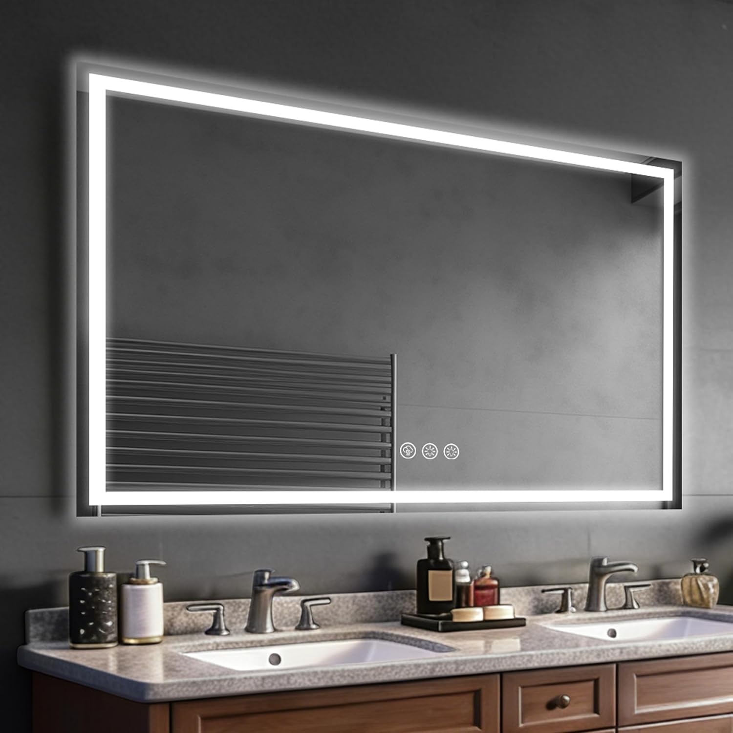 80x120cm Verlichte Badkamerspiegel met Anticondensfunctie - 3 Kleuren, 34% Korting