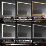80x120cm Verlichte Badkamerspiegel met Anticondensfunctie - 3 Kleuren, 34% Korting