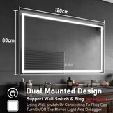 80x120cm Verlichte Badkamerspiegel met Anticondensfunctie - 3 Kleuren, 34% Korting
