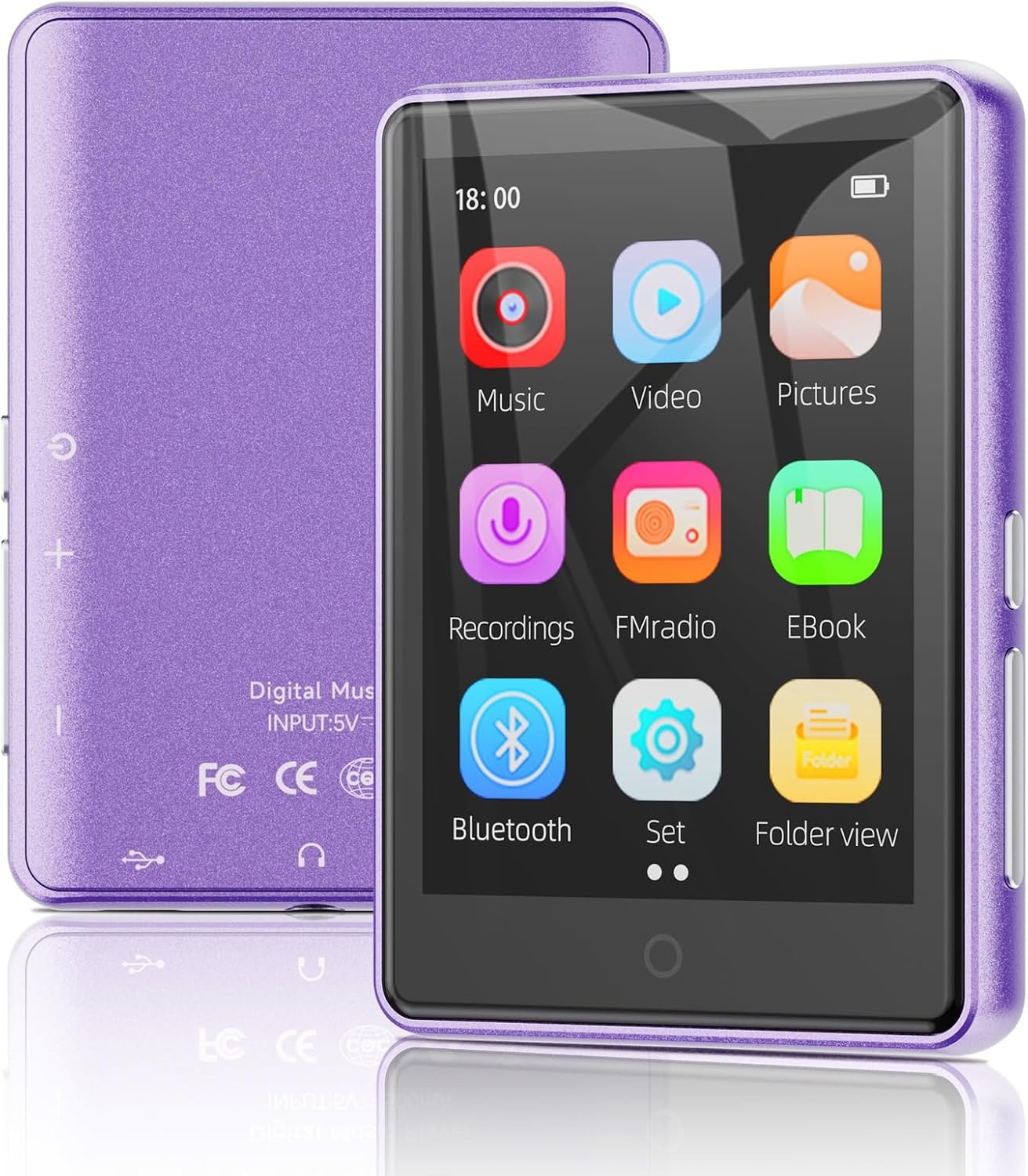 MP3-speler 64GB Paars met Touchscreen & Bluetooth 5.3 - Nu 28% Korting!