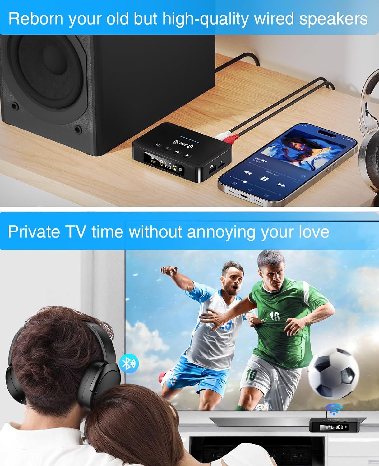 3-in-1 Bluetooth 5.0 Audio Adapter met Afstandsbediening - 27% Korting