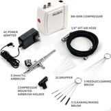 MEEDEN Mini Airbrush Set met Compressor & 12 Kleuren Verf (Wit) - 34% Korting