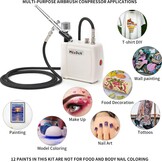 MEEDEN Mini Airbrush Set met Compressor & 12 Kleuren Verf (Wit) - 34% Korting