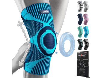 NEENCA Kniebrace met Patella Gel Pad & Stabilisatoren - Maat XL - Lichtblauw - 32% Korting