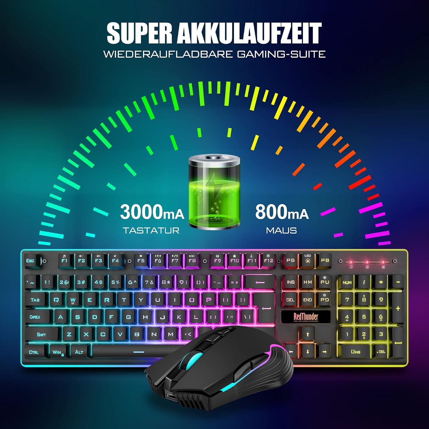 RedThunder K10 Draadloos Gaming Toetsenbord & Muis Set (QWERTZ) - 34% Korting
