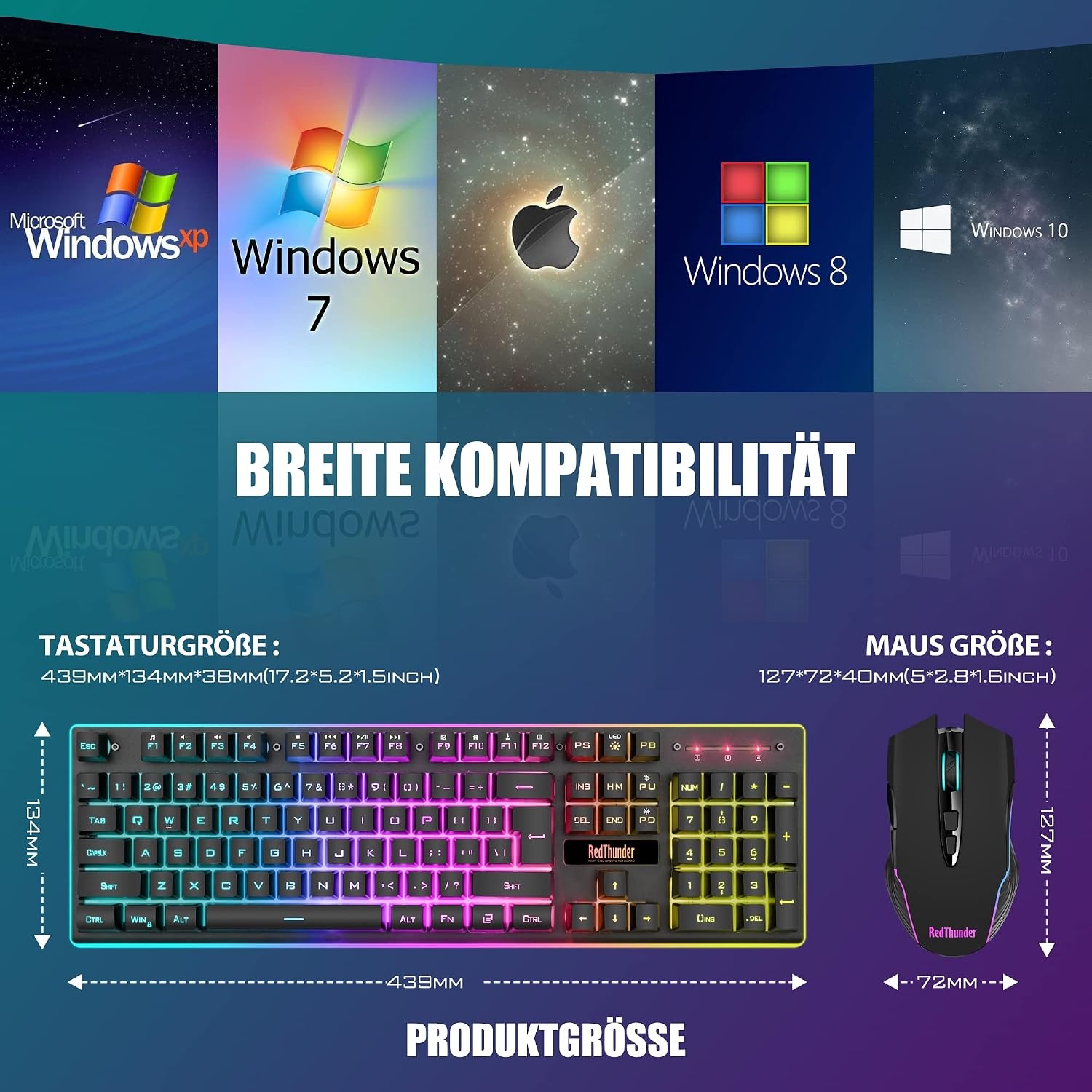 RedThunder K10 Draadloos Gaming Toetsenbord & Muis Set (QWERTZ) - 34% Korting