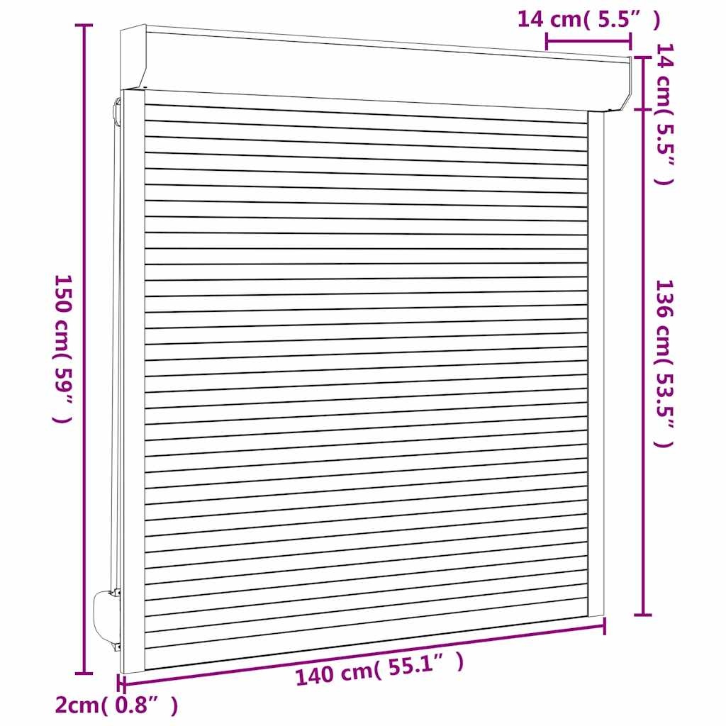 vidaXL Rolluik 140x150 cm aluminium wit