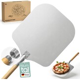 Blumtal pizzaschep met groot oppervlak 30,5 x 30,5 cm - praktische aluminium pizzaschep - met steel - pizzaschuiver - met aluminium steel