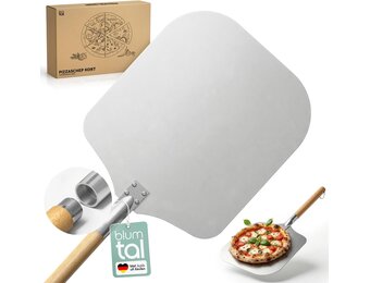 Blumtal pizzaschep met groot oppervlak 30,5 x 30,5 cm - praktische aluminium pizzaschep - met steel - pizzaschuiver - met aluminium steel