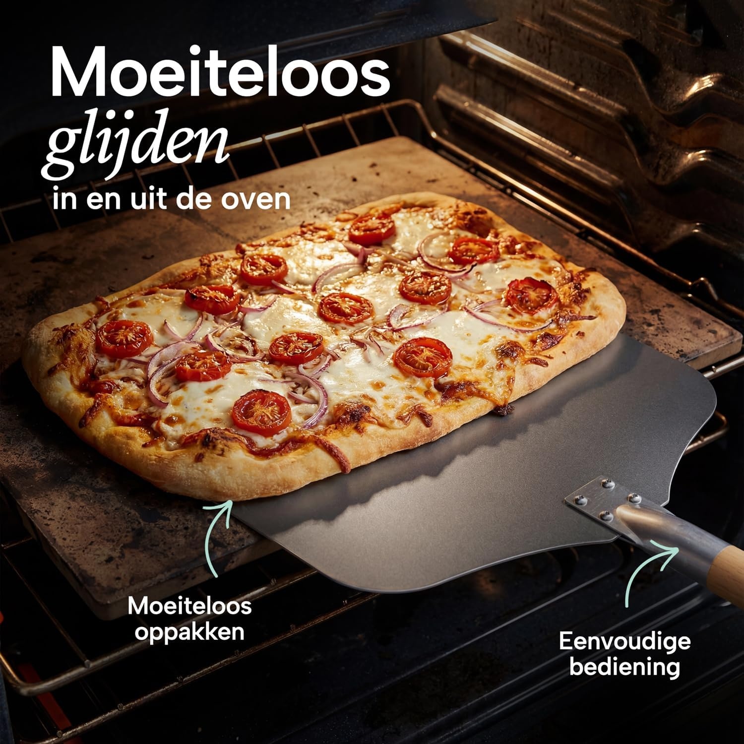 Blumtal pizzaschep met groot oppervlak 30,5 x 30,5 cm - praktische aluminium pizzaschep - met steel - pizzaschuiver - met aluminium steel