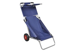 Blauwe Strandtrolley met Wielen - Inklapbaar & Draagbaar (54% Korting)