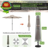Enzeno Beschermhoes voor parasol, dekzeil voor zweefparasol, 175 x 31/37 cm - Maat Without rod 176 x 31/37 cm