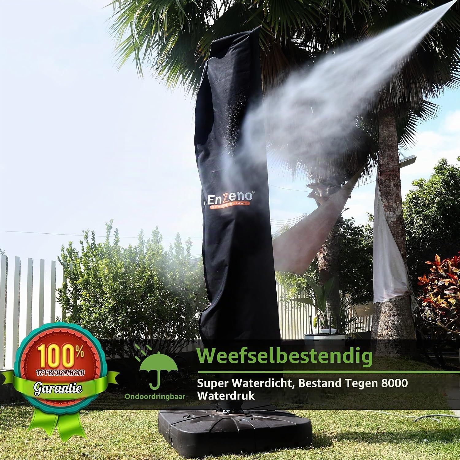 Enzeno Beschermhoes voor parasol, dekzeil voor zweefparasol, 175 x 31/37 cm - Maat Without rod 176 x 31/37 cm