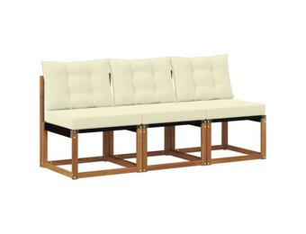 vidaXL 3 st Buitenzitmiddelsofa Massief acaciahout en Textilene Stof
